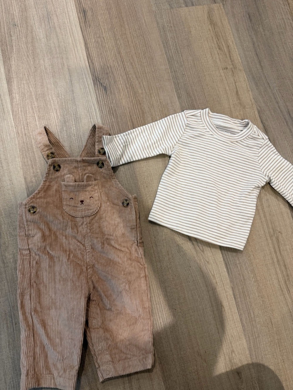 Carters Corduroy Overalls with Cream Stripe Tee